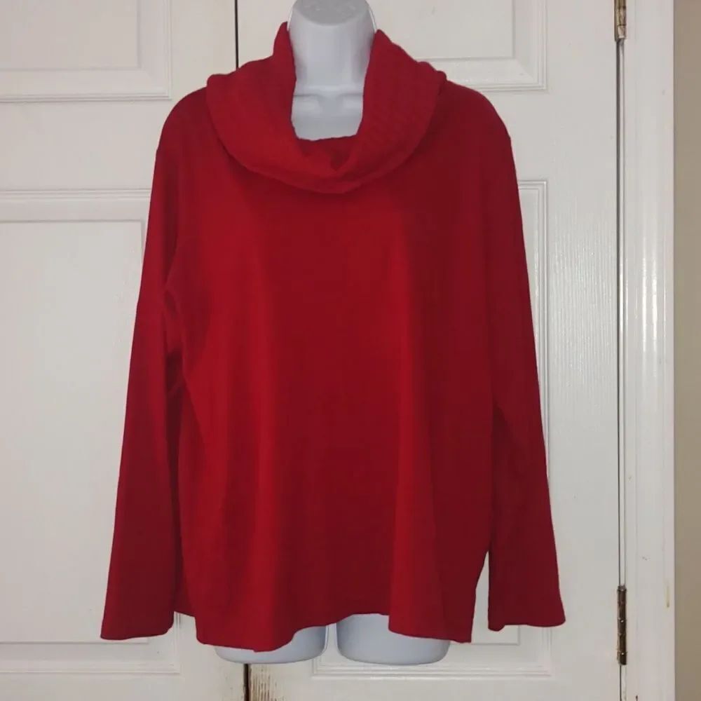 Rafaella Red cowl neck holiday party night out christmas sweater Sz 1X